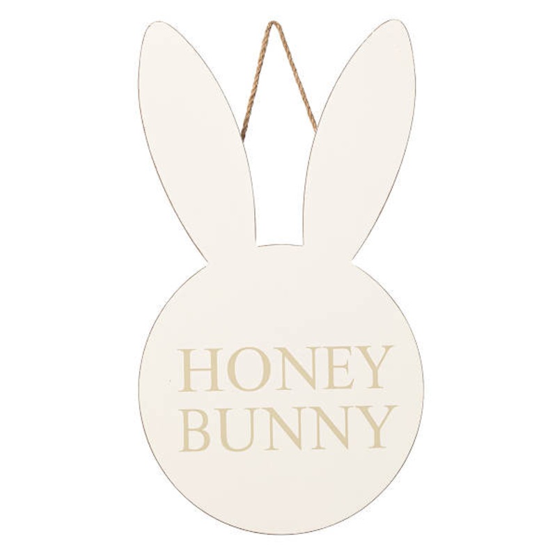 Wooden Honey Bunny Wall Sign, 18″