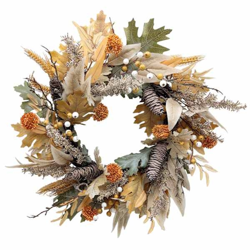 Tan Oak Leaf Wreath, 24″