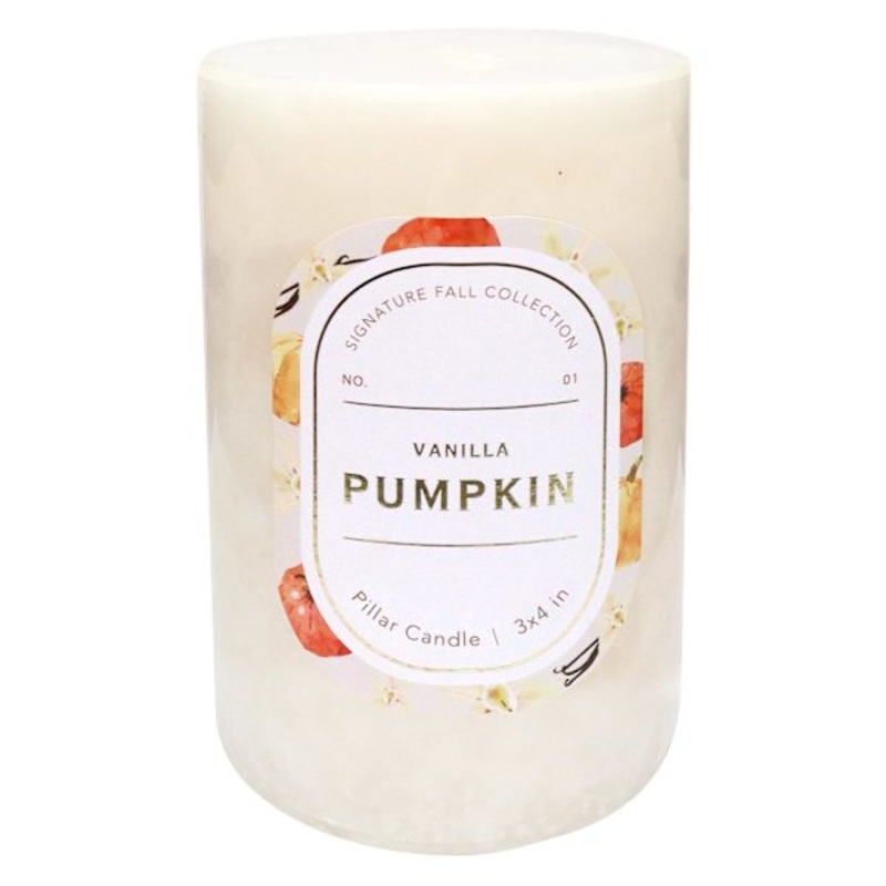 Vanilla Pumpkin Scented Pillar Candle, 3×4