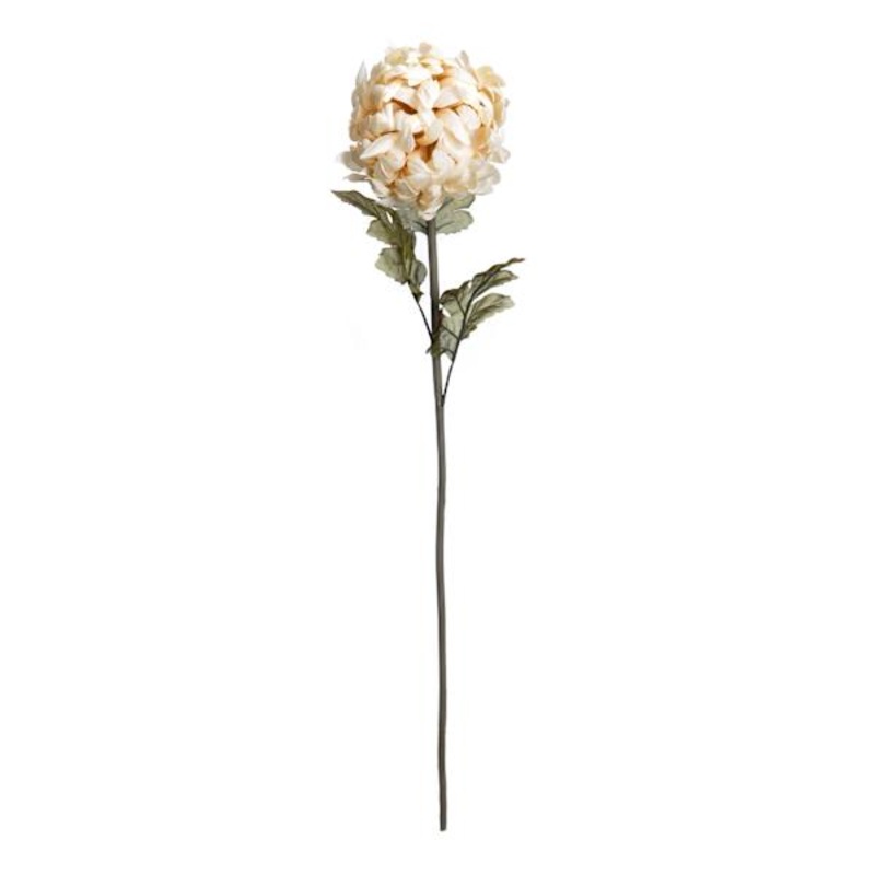 White Ball Mum Floral Stem, 35″