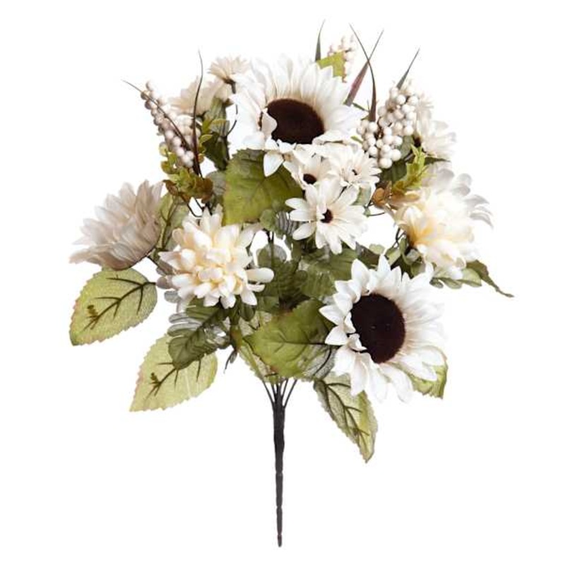 White Sunflower, Mum & Daisy Bush, 20″