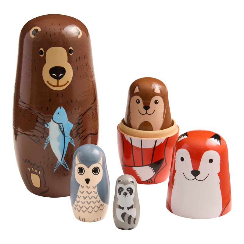Wood Harvest Animal Nesting Matryoshka Dolls