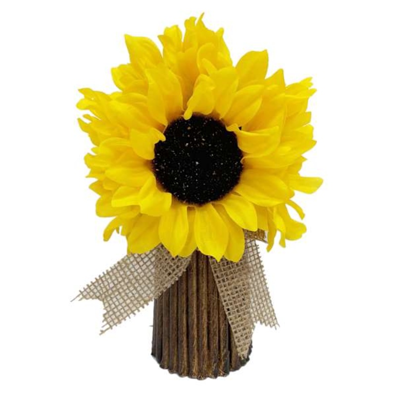 Yellow Sunflower in Natural Pot, 9″