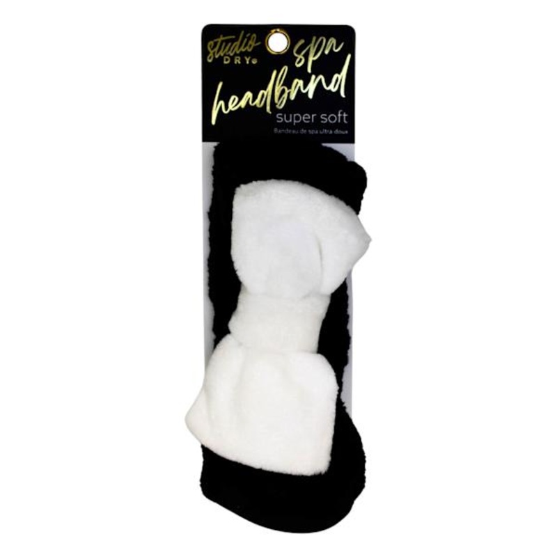 1Pc Plush Two-Toned Spa Headband B-W