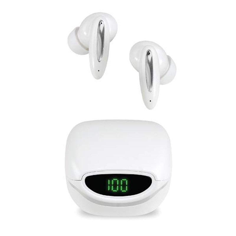 True Wireless Earbuds W Lcd Screen White
