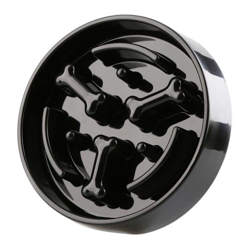 1.5-Cup Bone-Style Slow Pet Feeder, Black