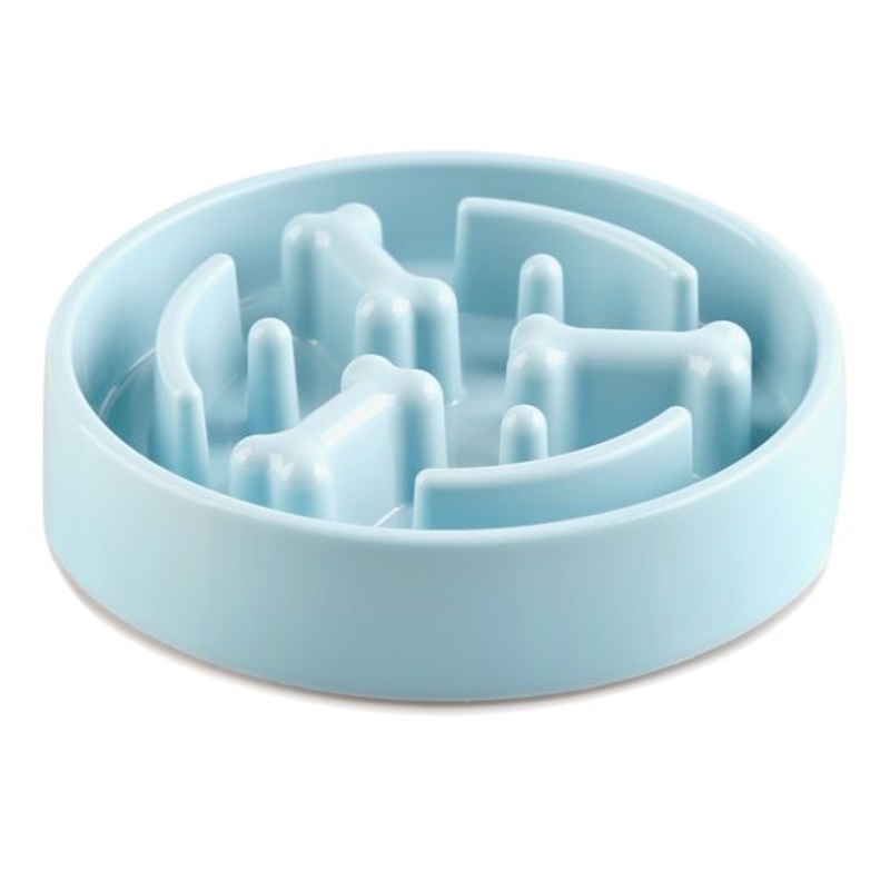 1.5-Cup Bone-Style Slow Pet Feeder, Blue