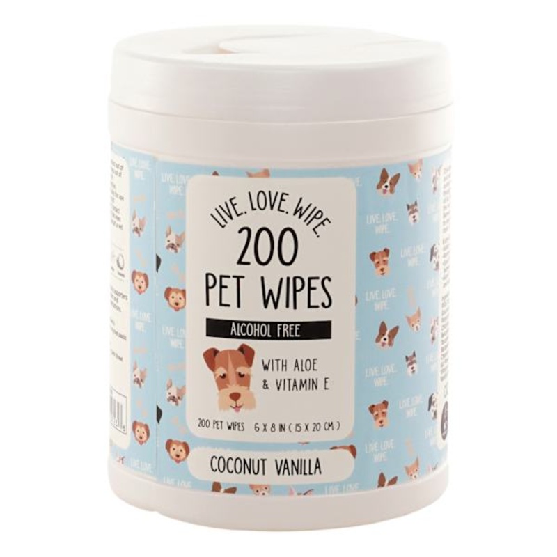 200Ct Pet Wipes Canister Coconut Vanilla