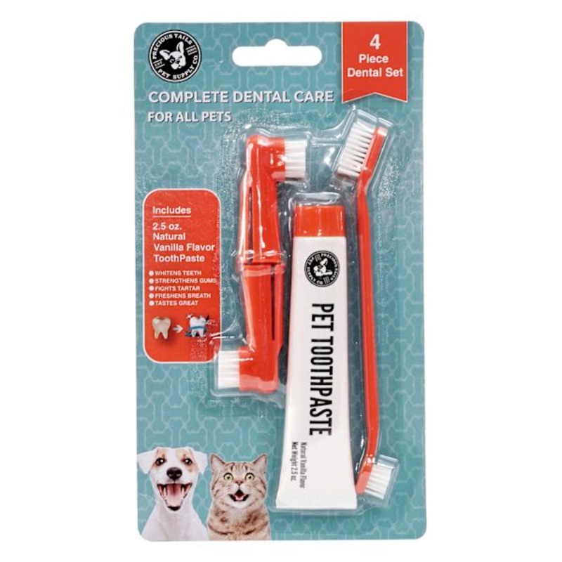 4-Piece Vanilla Flavored Dental Kit for Dogs & Cats