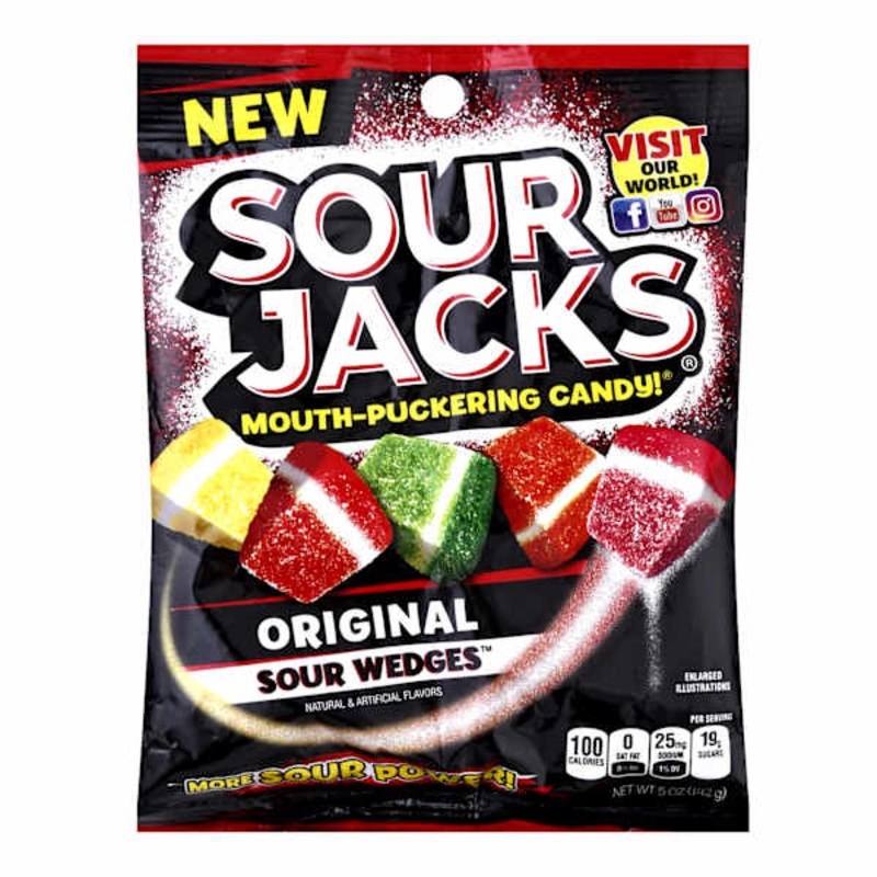 Sour Jacks Original Sour Wedge Candy, 5oz