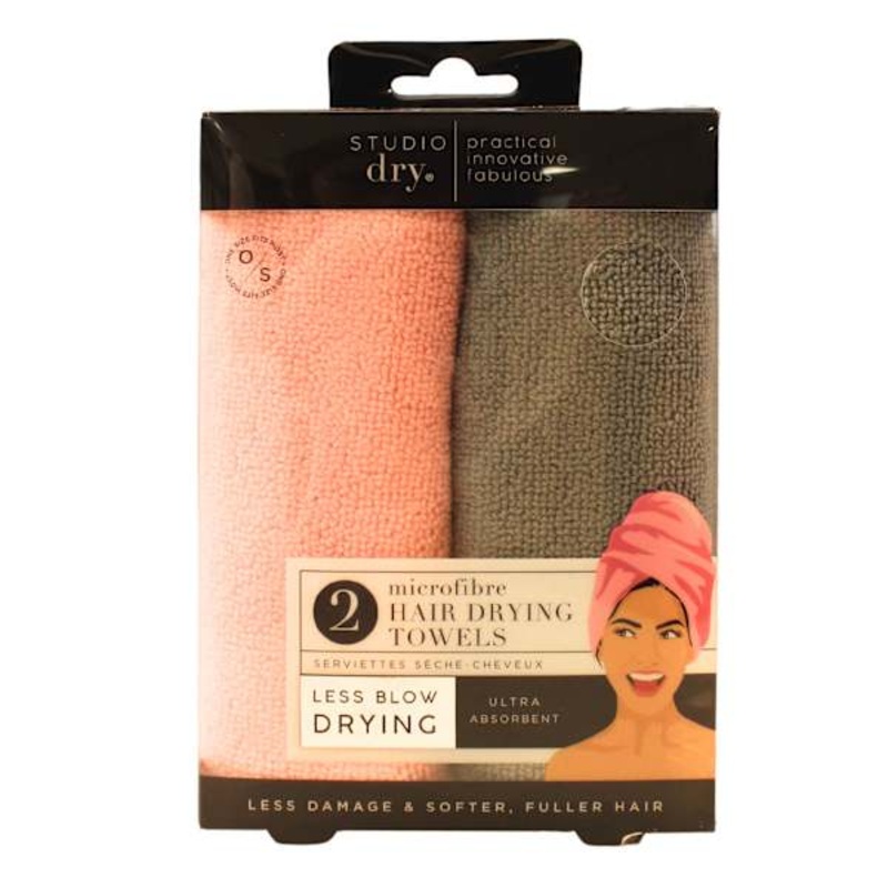 Studio Dry Hair Turban Pink And Grey