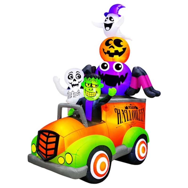 10.5ft Giant Spooky Squad Truck Halloween Inflatable