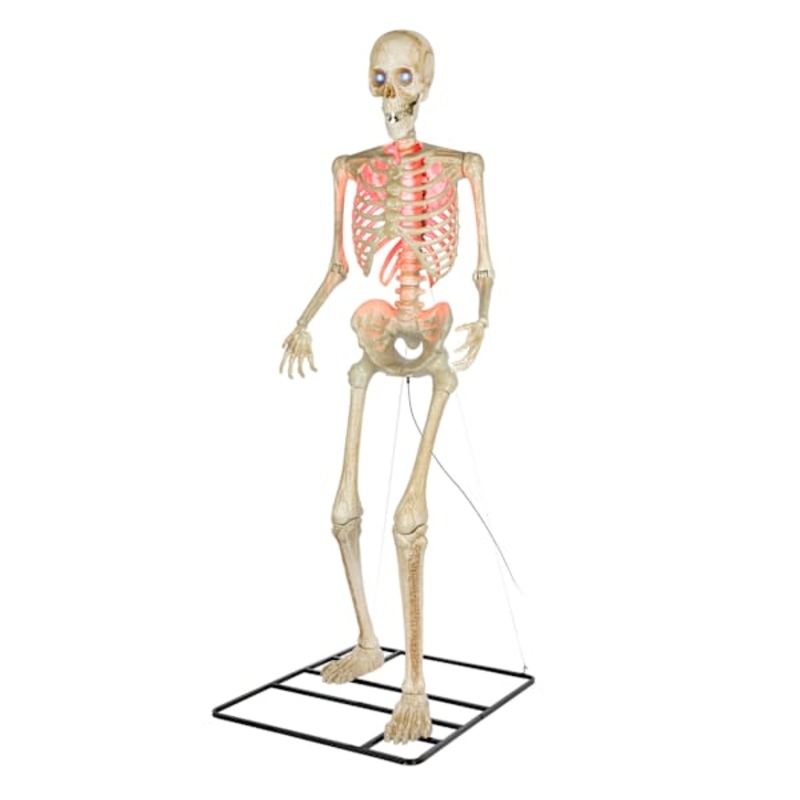 10ft Giant Color Changing Posable Skeleton with Realistic LED Eyes