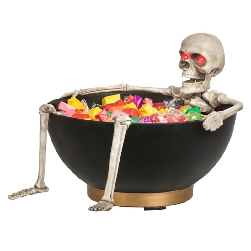 Animated Halloween Skeleton Candy Bowl