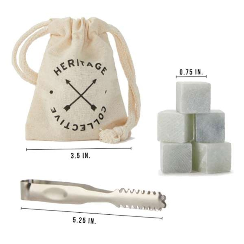 Whiskey Stones With Bag And Tongs 8Pc