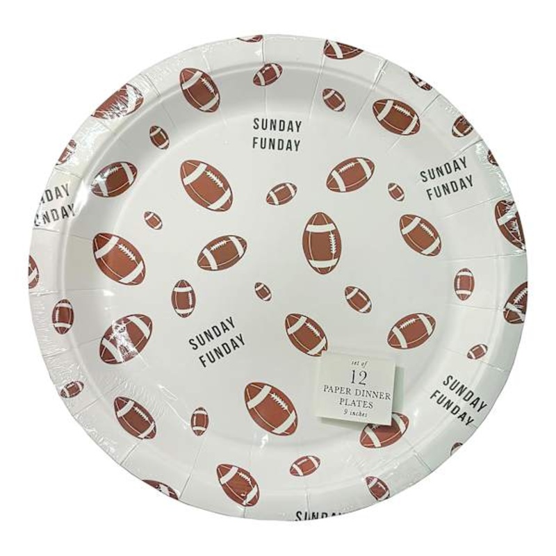 White Football 9In Plate 12Ct