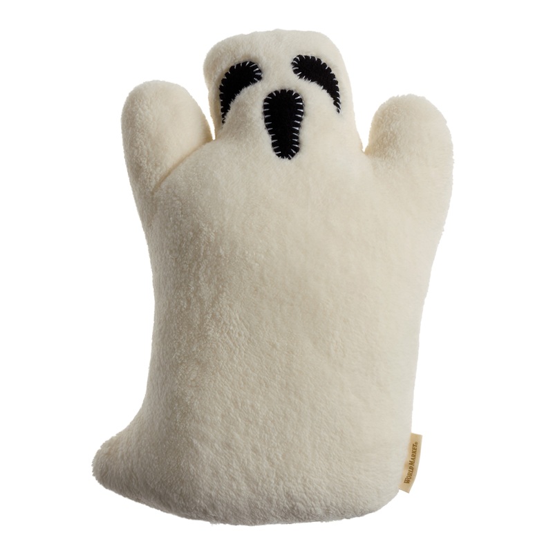 White Sherpa Halloween Ghost Shaped Throw Pillow