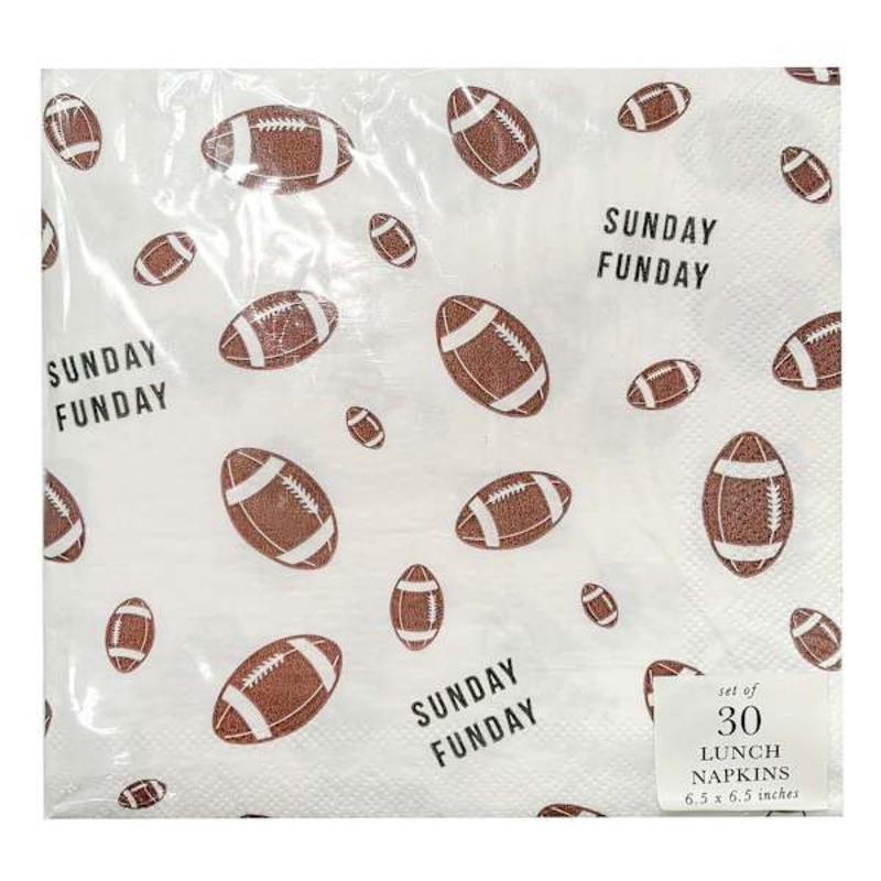 Wht Football Lunch Napkin 6.5 30Ct