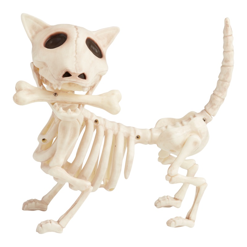 Antique Ivory Dog Skeleton Halloween Decor