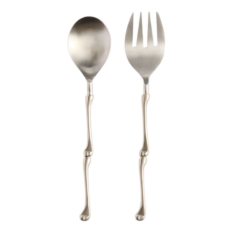 Stainless Steel Bone Salad Servers 2 Piece Set