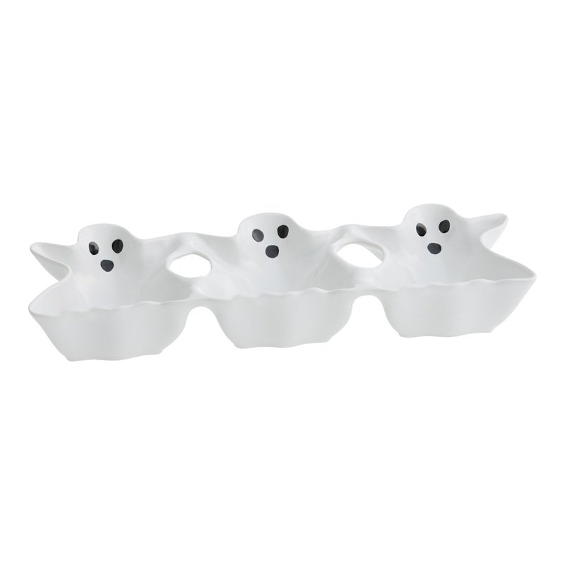 White Ghost Trio Ceramic Figural Serving Dish