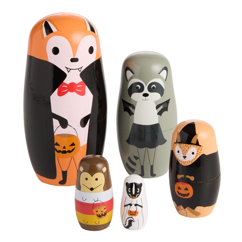 Wood Halloween Critters Matryoshka Nesting Dolls
