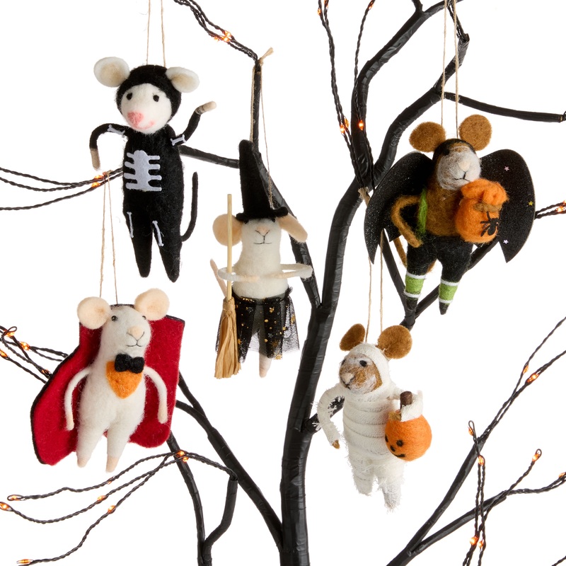 Wool Halloween Mouse Figure Decor Set of 5