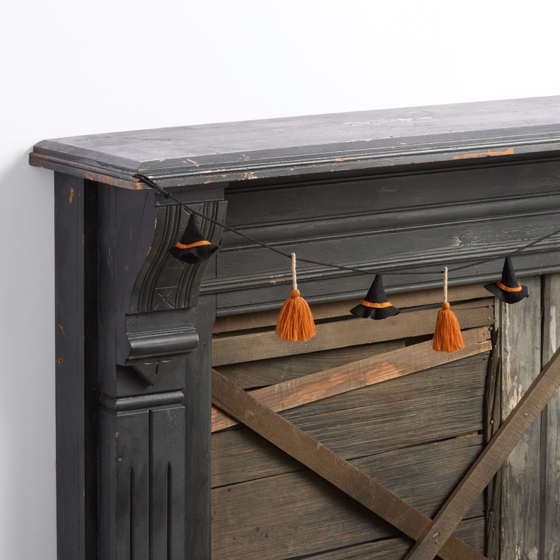 Wool Witch Hat and Broom Garland