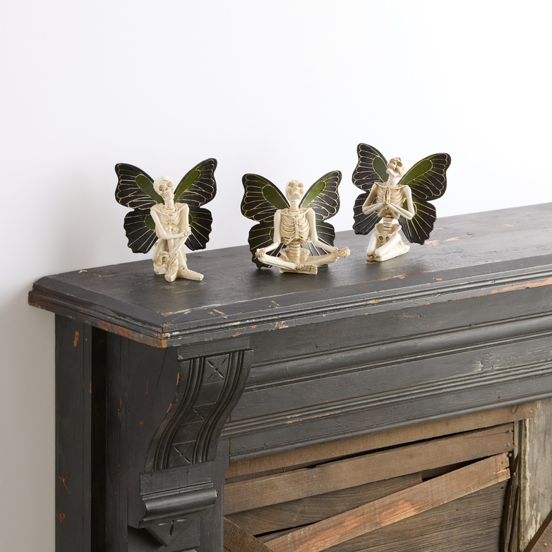 Yoga Skeletons With Butterfly Wings Decor Set of 3