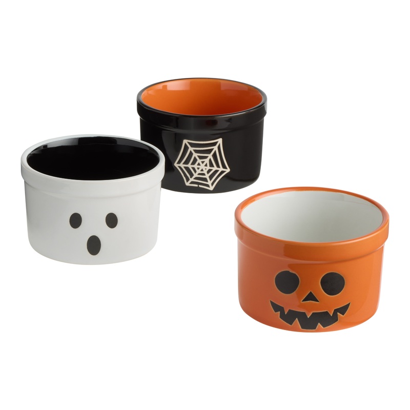 Spooky Ceramic Halloween Ramekin Set of 3