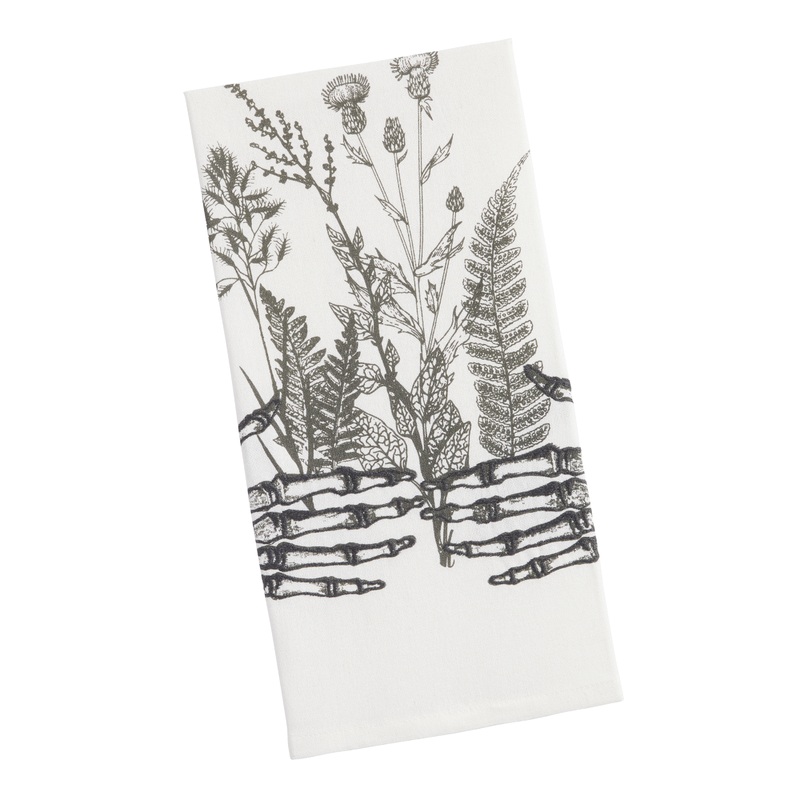 White And Gray Skeleton Hands Kitchen Towel