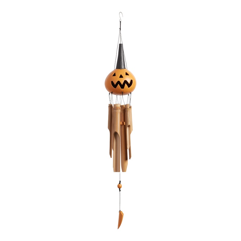 Wood and Bamboo Jack O Lantern Wind Chime