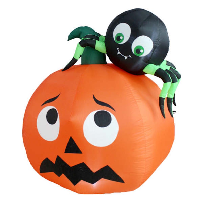 Spooky Spider on Jack-o’-Lantern Halloween Inflatable, 4′