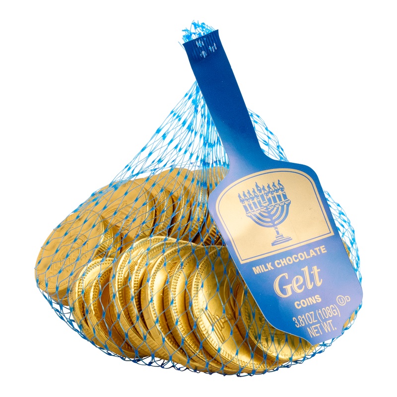 Steenland Hanukkah Gelt Chocolate Coins Mesh Bag