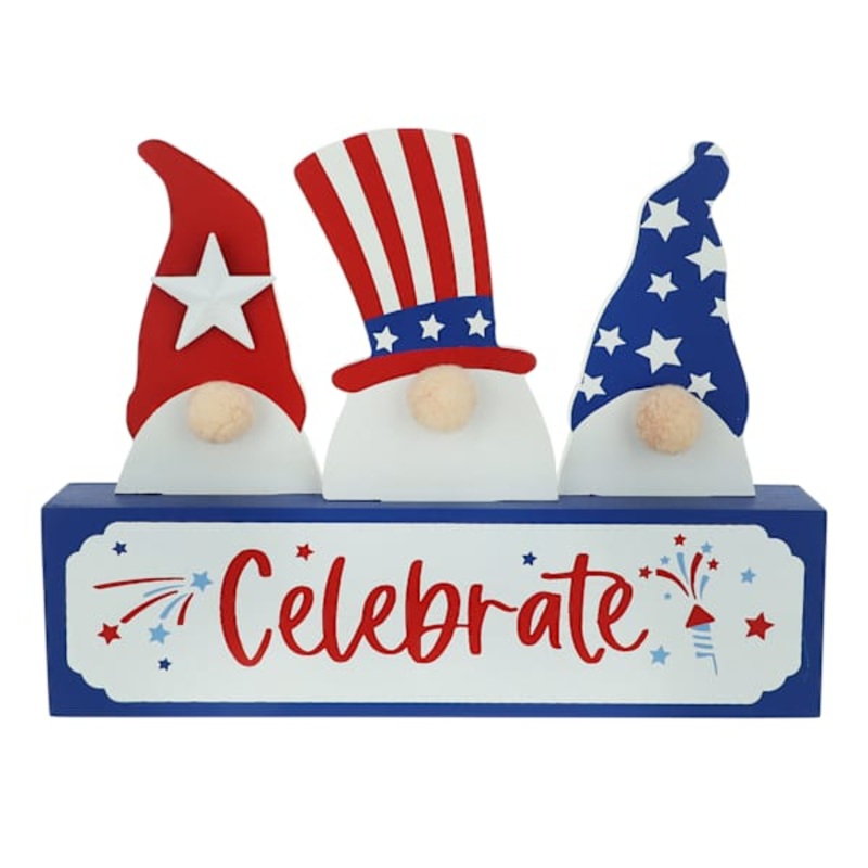Sunny Club Patriotic Gnomes Table Sign, 10″