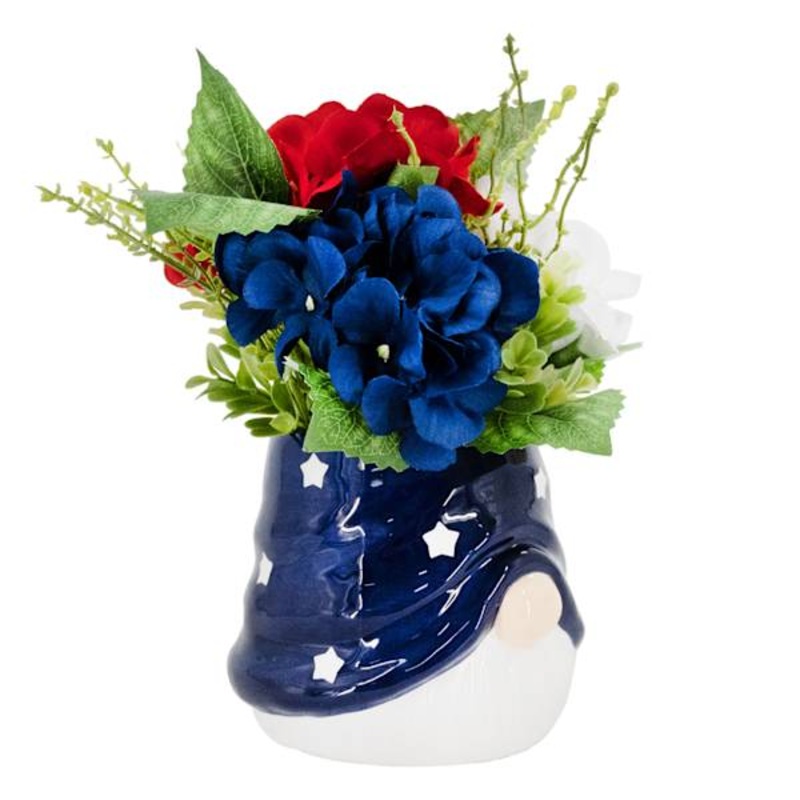 Sunny Club Patriotic Hydrangea in Gnome Pot, 10″