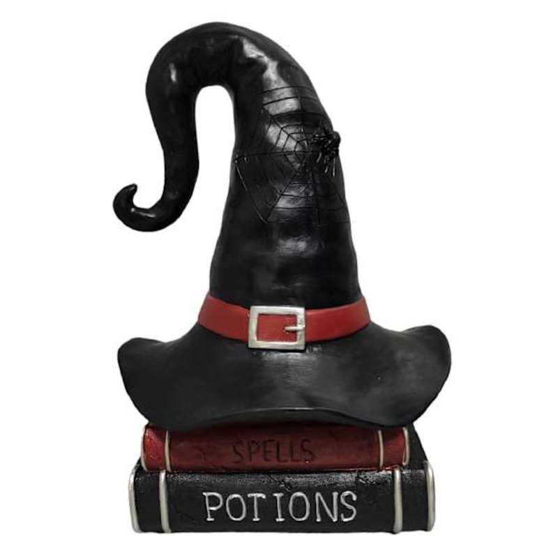 Witch Hat Book Stack Halloween Decor, 16.5″