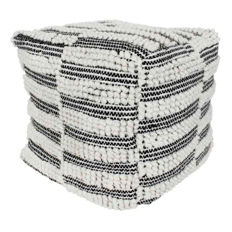 Black Fringe Pouf, 18″