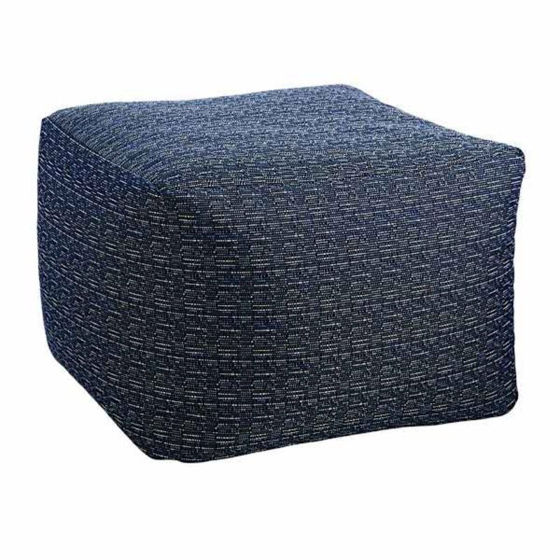 Blue Textured Outdoor Pouf, 20″