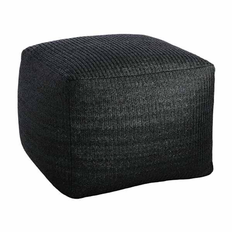 Crosby St. Black Hermosa Outdoor Pouf, 20″