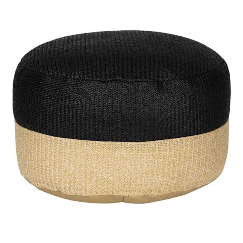 Crosby St. Black & Tan Color Block Hermosa Outdoor Pouf, 23″