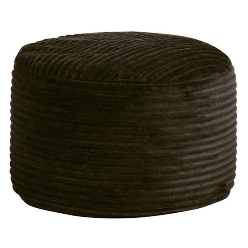 Ridgecrest Charcoal Grey Plush Pouf, 20″