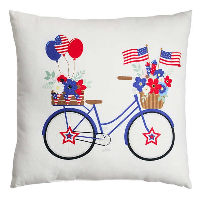 Sunny Club Patriotic USA Bicycle Outdoor Pillow, 16″