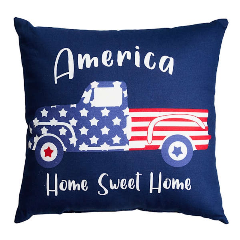 Sunny Club Patriotic USA Truck Pillow, 16″