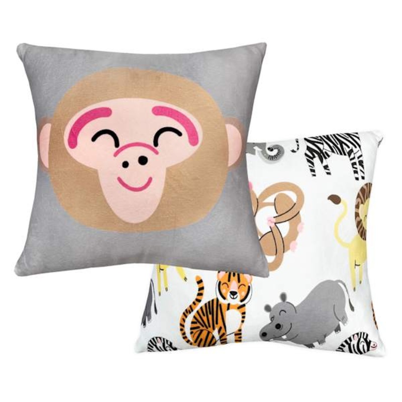 Tiny Dreamers 2-Pack Monkey & Zoo Throw Pillows, 14″