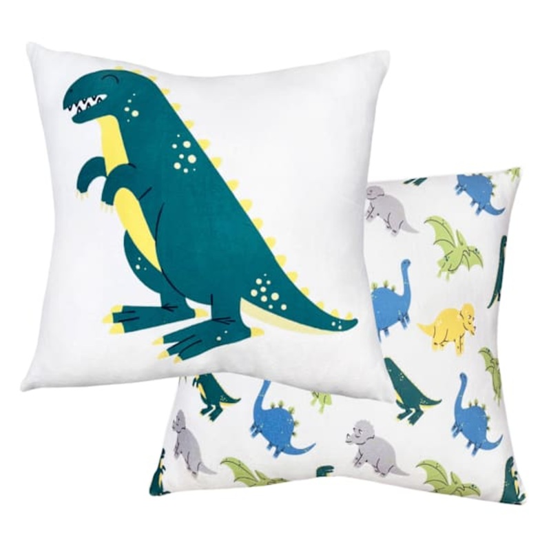 Tiny Dreamers 2-Pack T-Rex & Dinosaur Throw Pillows, 14″