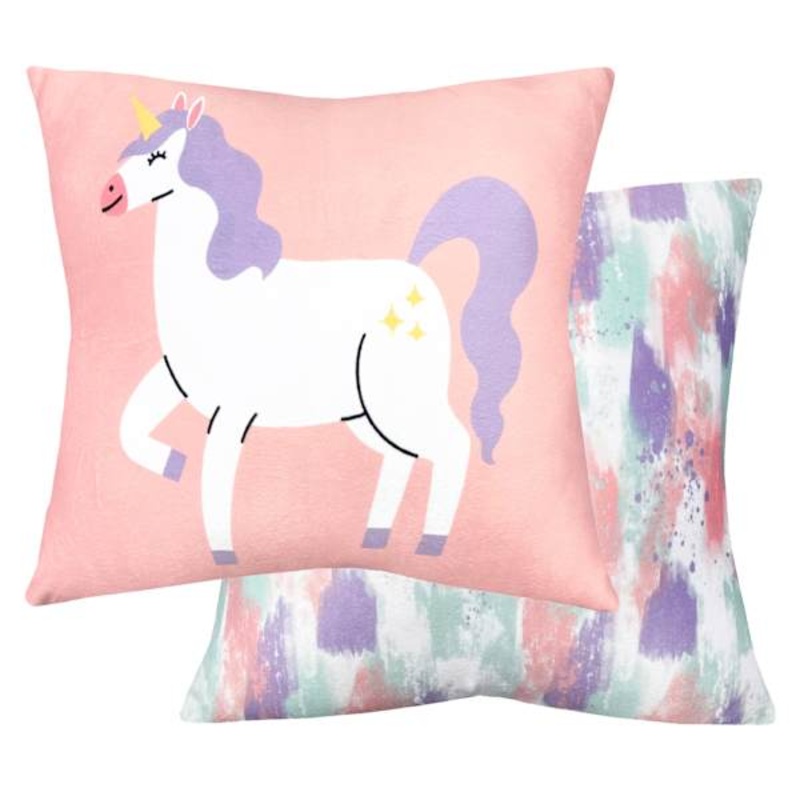 Tiny Dreamers 2-Pack Unicorn & Galaxy Throw Pillows, 14″