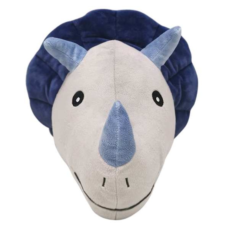Tiny Dreamers Blue Triceratops Plush Throw Pillow, 10×13.5