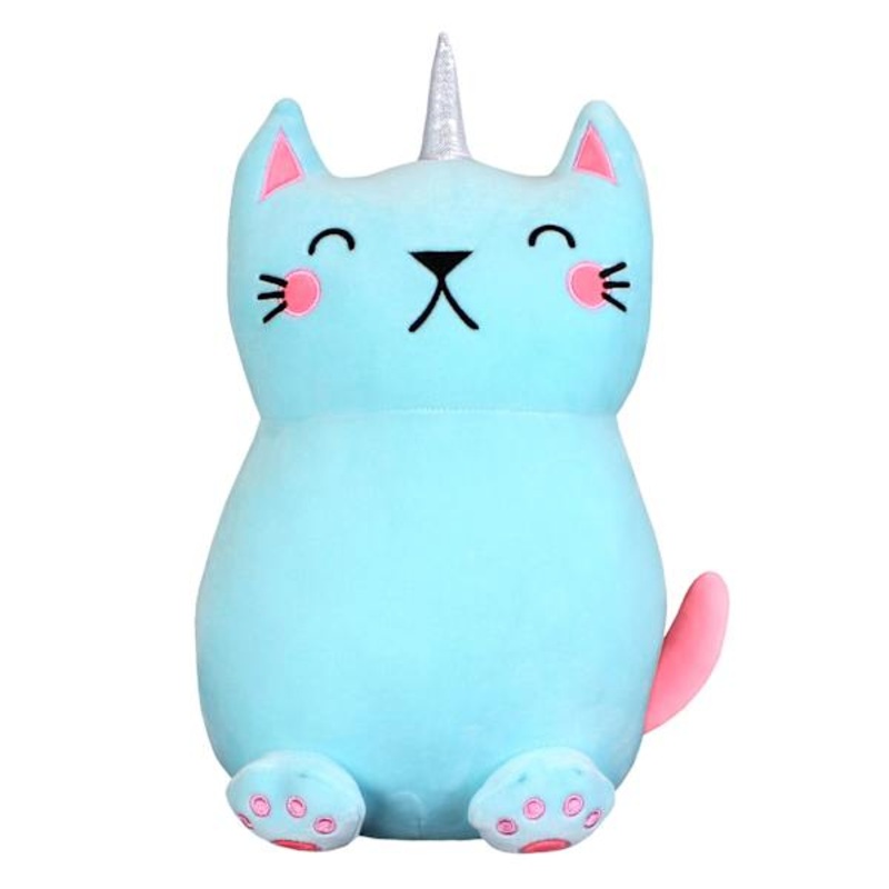 Tiny Dreamers Blue Unicorn Cat Plush Shaped Pillow, 8.5×14