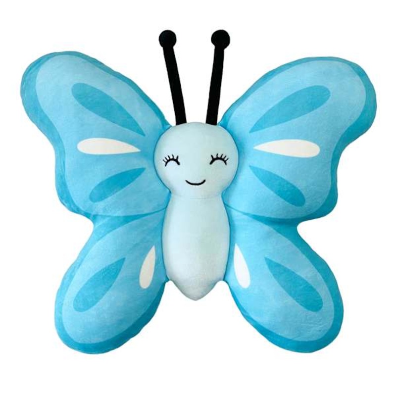 Tiny Dreamers Fairy Garden Blue Butterfly Pillow, 15″